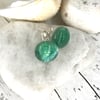 Sea Green Glass and Silver Stud Earrings