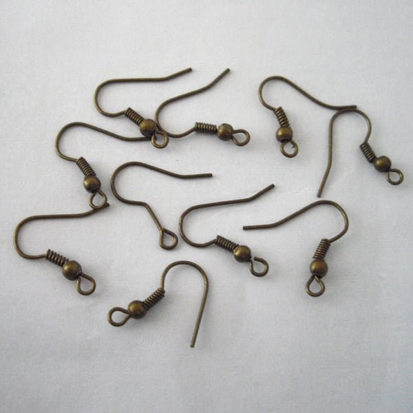 20 Bronze Plated Earring Wires (10 pairs)