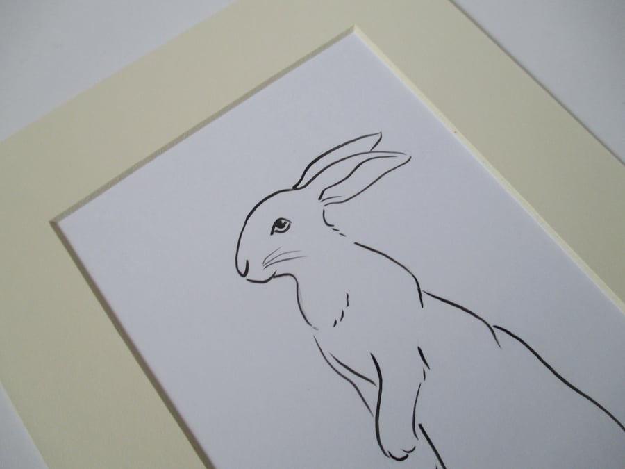 Bunny Picture Original Rabbit Artwork Line Painting