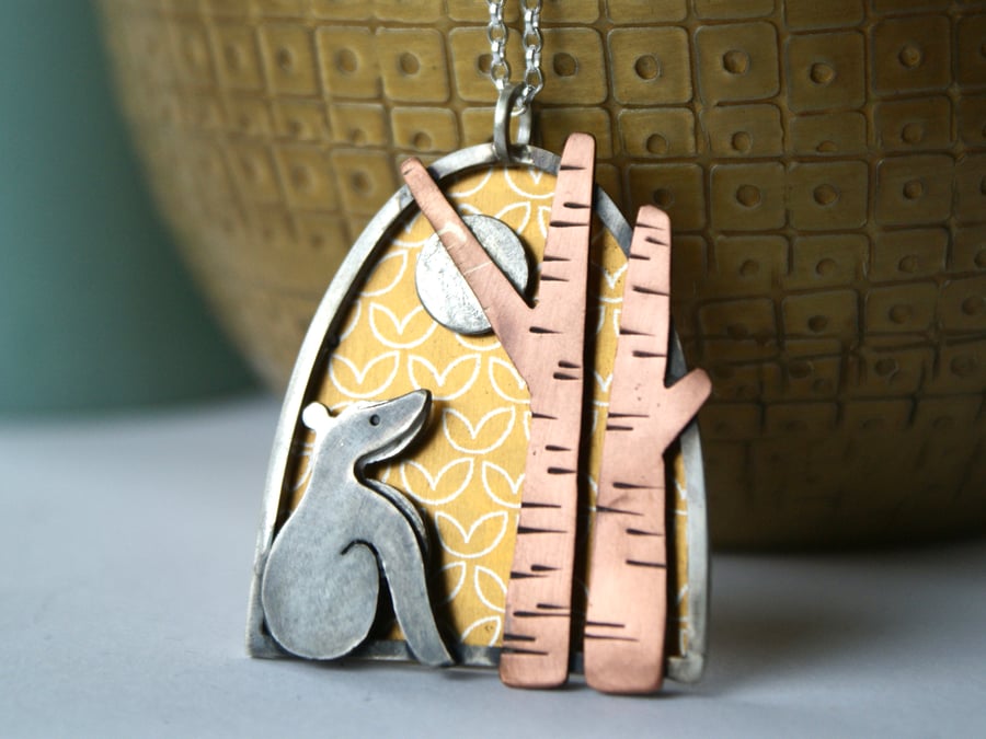 Badger and moon statement necklace
