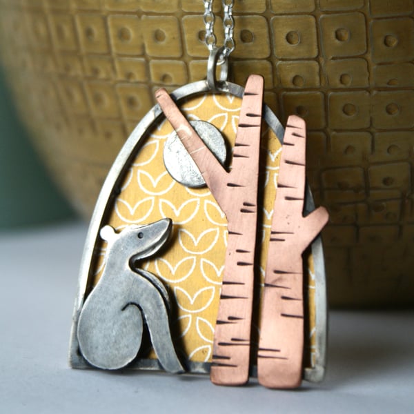 Badger and moon statement necklace