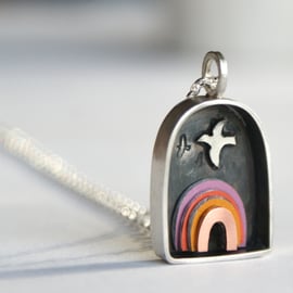 Over the rainbow shadow box necklace