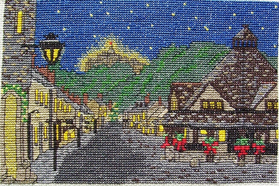 Dunster in Somerset by Candlelight at Christmas cross stitch kit