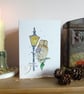 Tawny owl and Lamp Post Christmas Card - Image 1