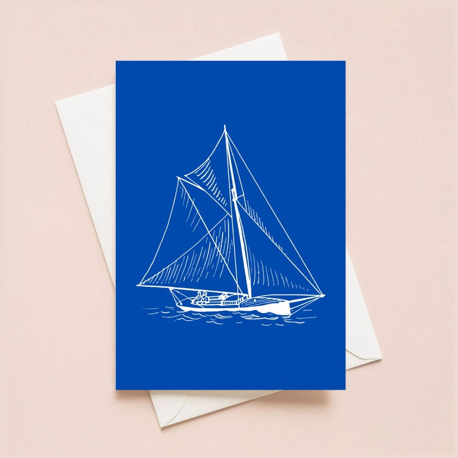 Sailing Yacht Greeting Card: Boat Lover Birthday Card (701)