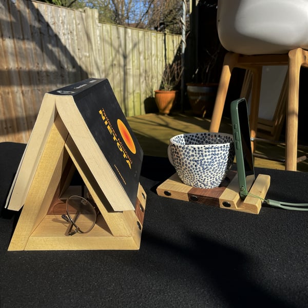 Magnetic Book Stand – Tulipwood & Walnut Reading Stand – No.3