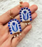 Delft Blue Tulip Rice Pearl Dangle Earrings - Image 5