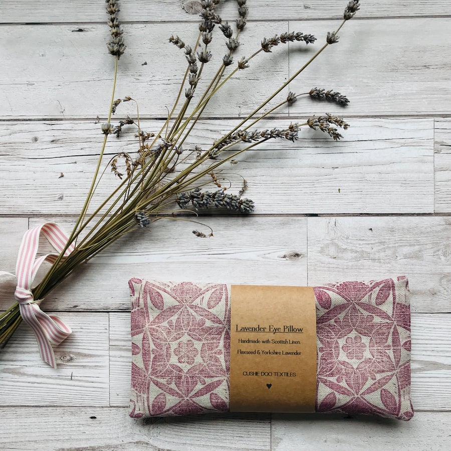 Hand Printed Linen Lavender Eye Pillow