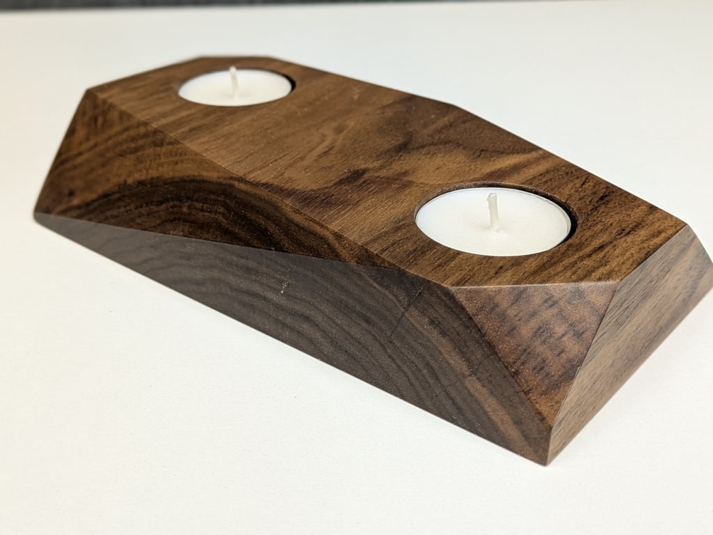 English Walnut wooden teelight holder 