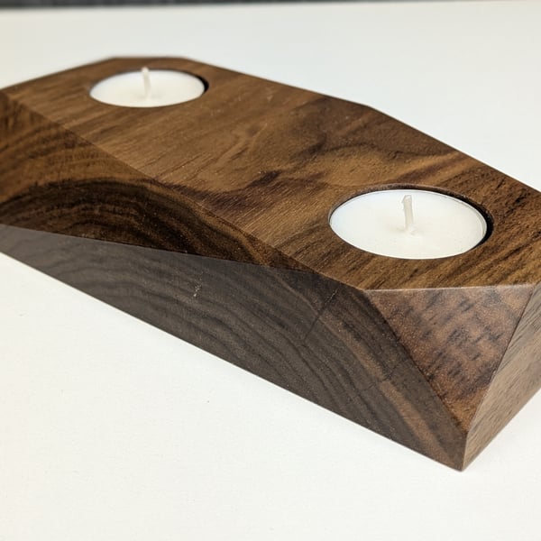 English Walnut wooden teelight holder 