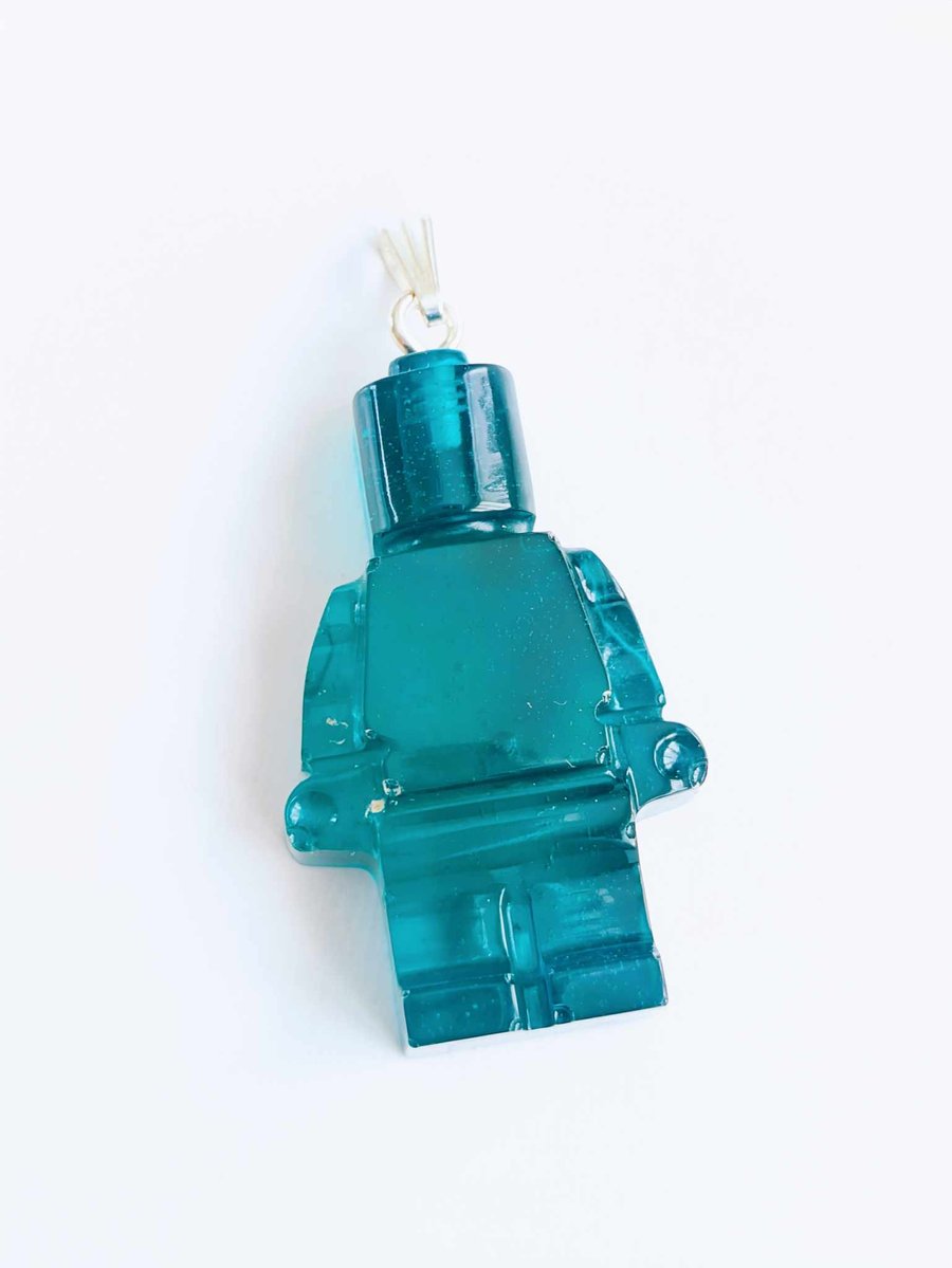 Sea Green Resin Legoman Pendant