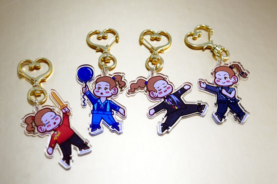 Set of Four Acrylic Deniss Vasiljevs Keyrings