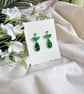 Emerald Green Confetti Acrylic Elegant Drop Earrings - Image 3