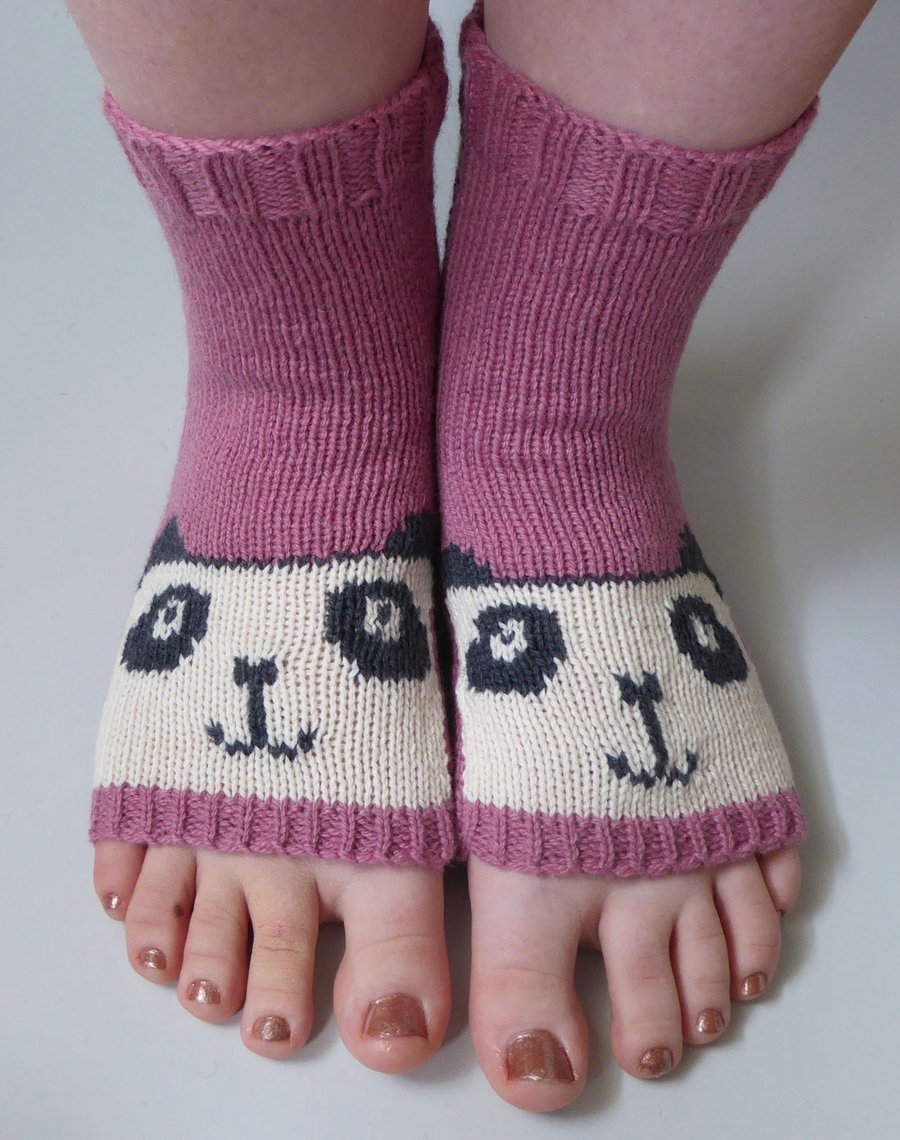Cute Panda Knitted Yoga Socks, toeless and heel less, Pilates socks