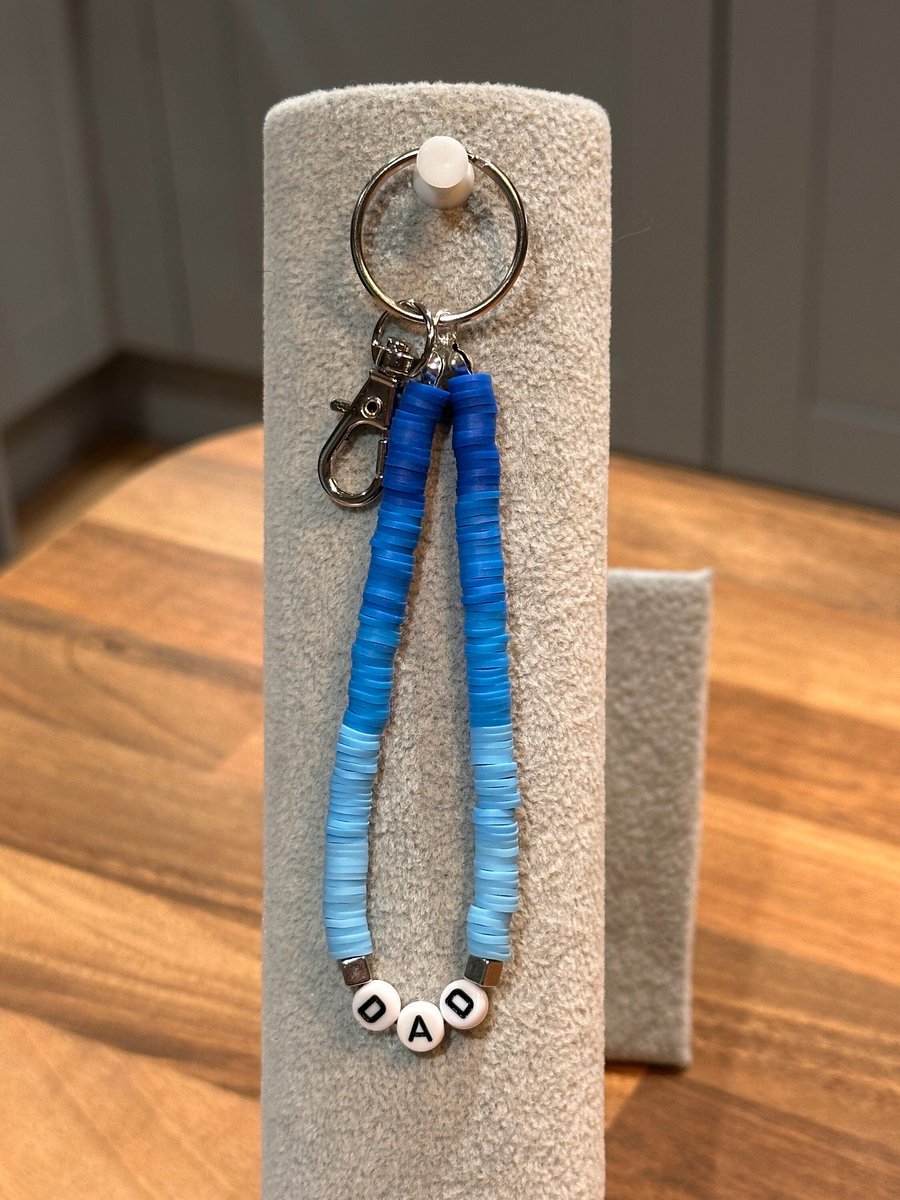 Unique Handmade keychain with heishi beads - dad ombr