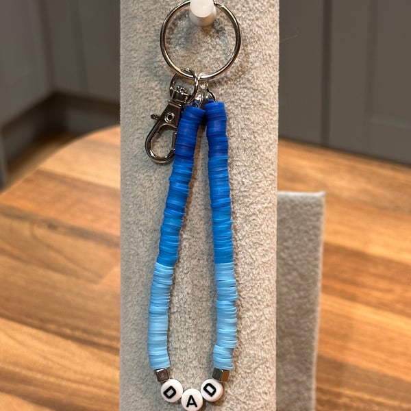 Unique Handmade keychain with heishi beads - dad ombr