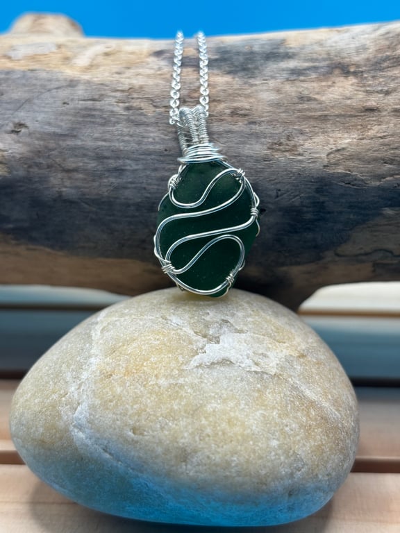 Scottish Sea Glass Necklace – Genuine Beach Glass Pendant –Handmade Coastal Gift