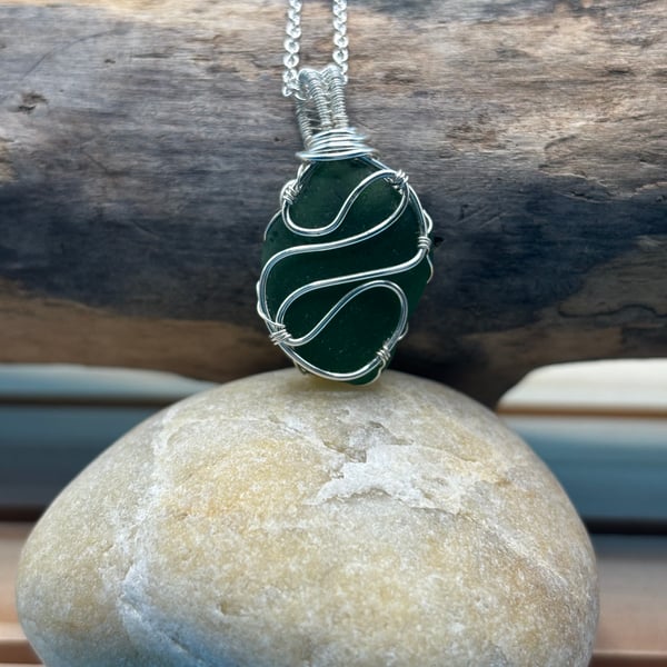 Scottish Sea Glass Necklace – Genuine Beach Glass Pendant –Handmade Coastal Gift