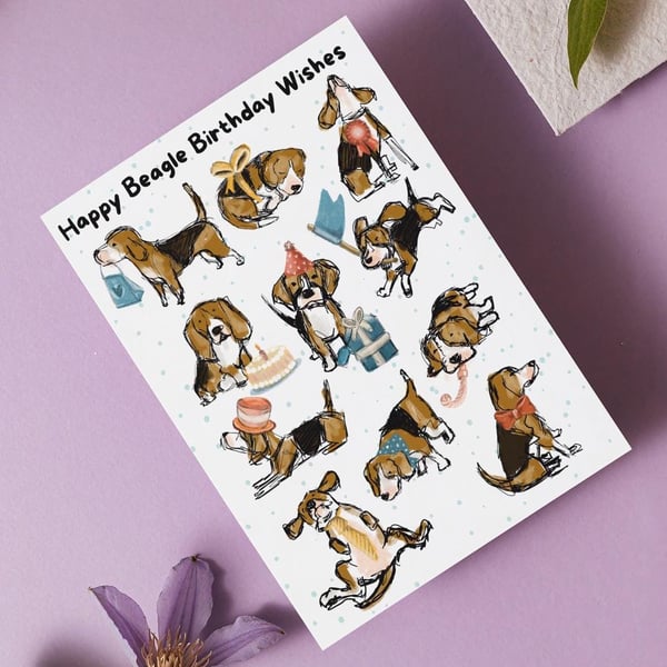 Beagle Birthday Wishes Card for Dog Lovers - gr... - Folksy