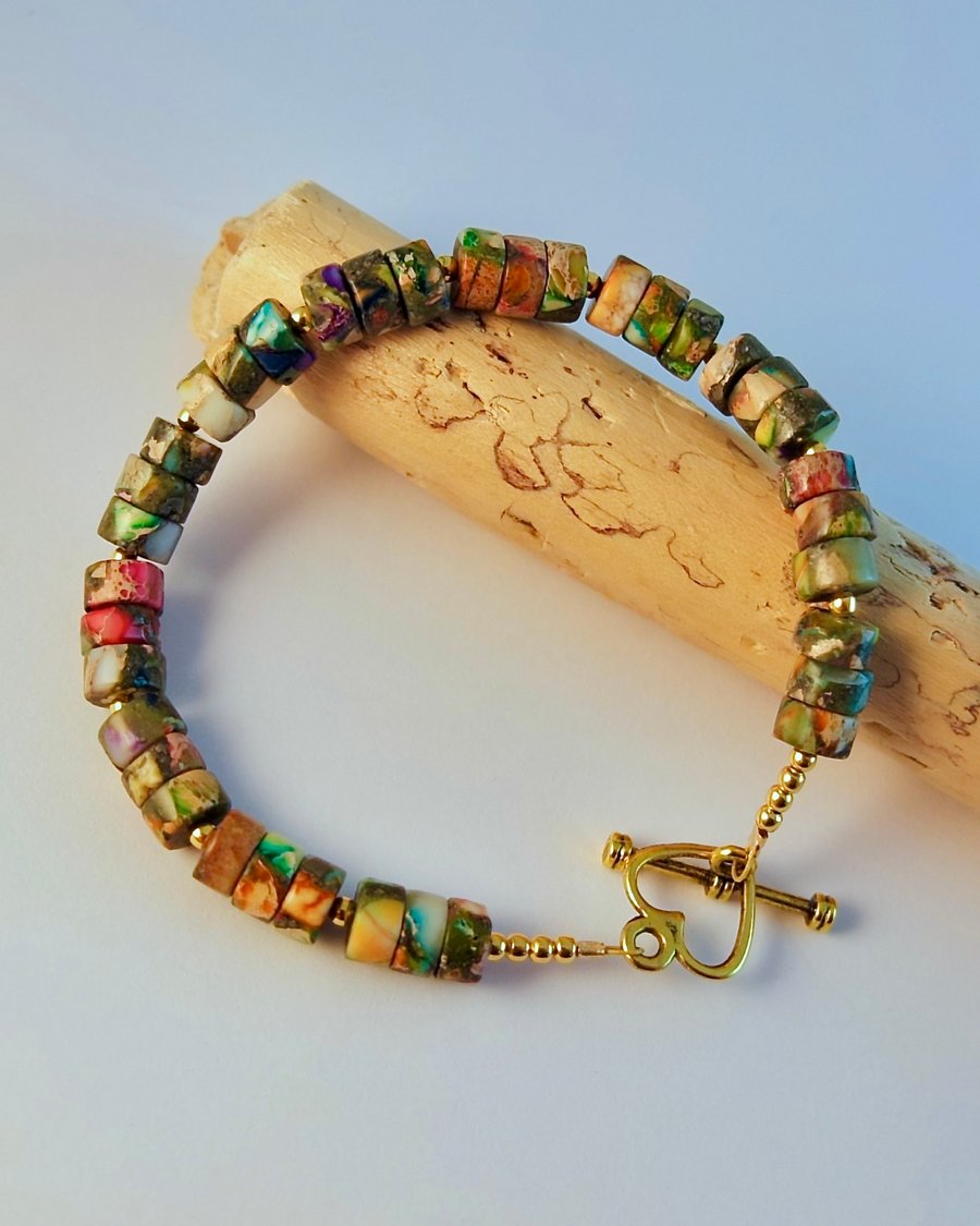 Imperial Jasper Bracelet, Birthday, Anniversary, Gemstone Jewellery Gift For Her