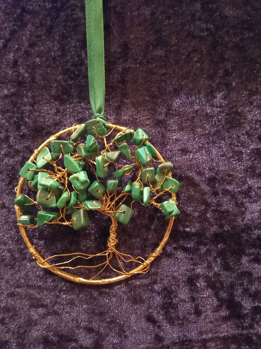 Malachite crystal tree of life bangle hanger 