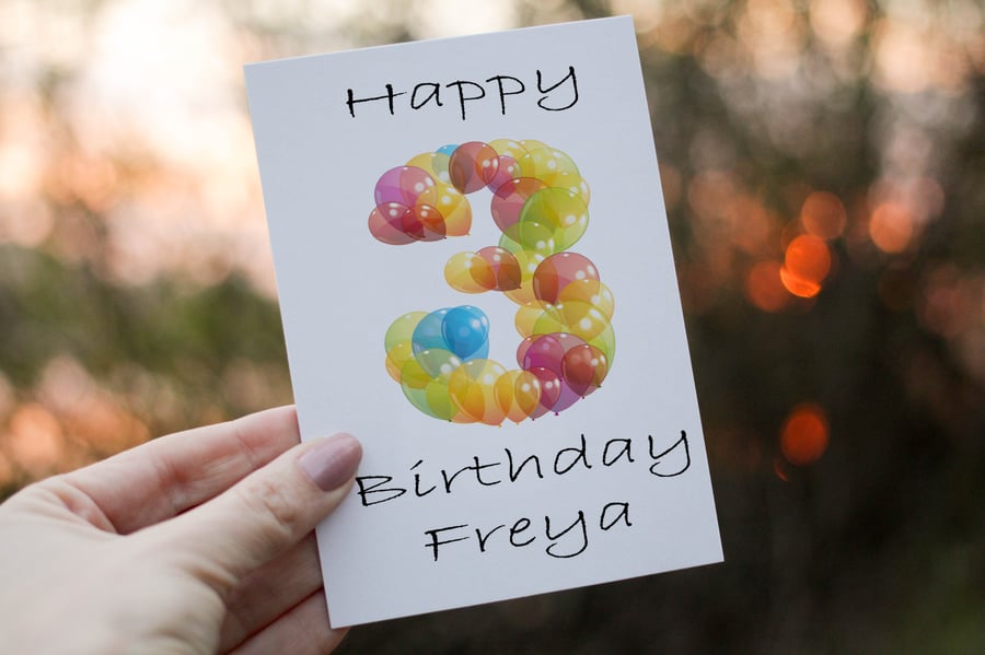 3rd Birthday Card, Card for 3rd Birthday, Birthday Card, Friend Birthday Card