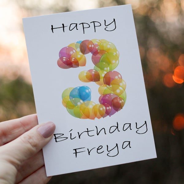 3rd Birthday Card, Card for 3rd Birthday, Birthday Card, Friend Birthday Card