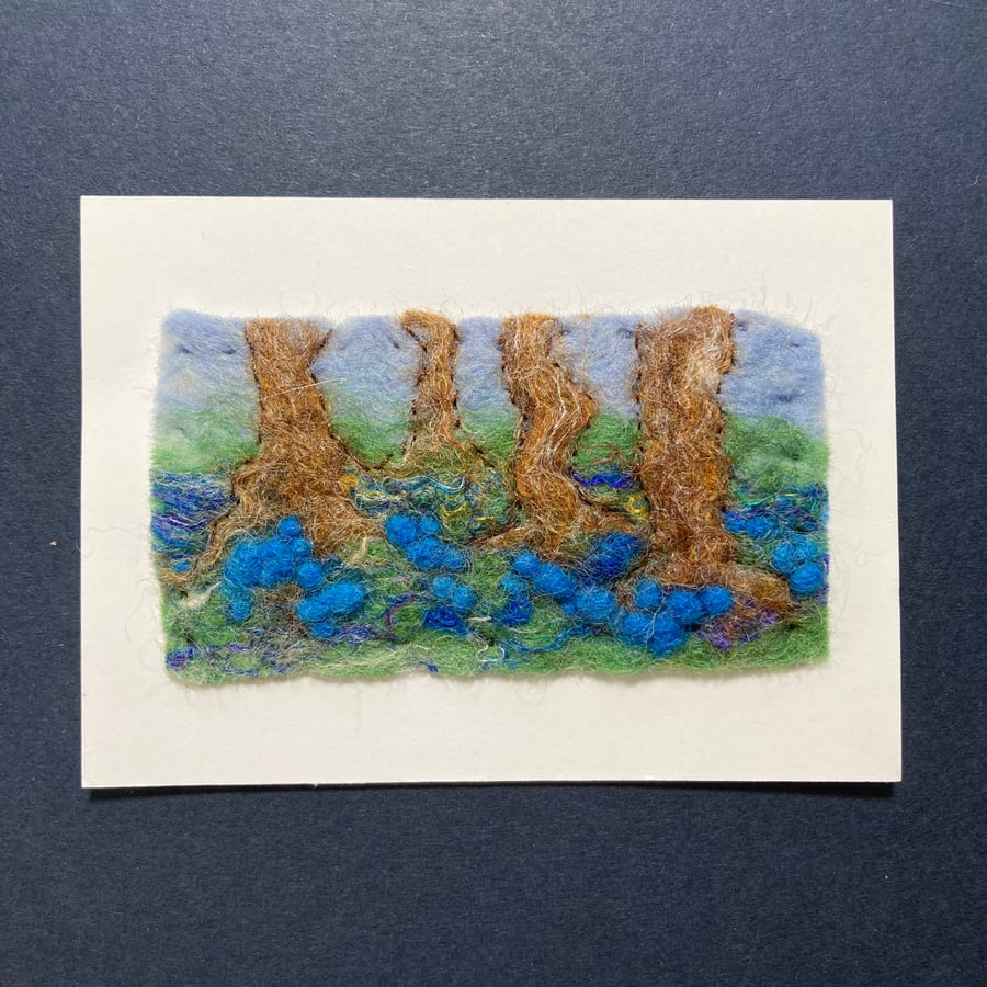 Small felted picture - bluebells in the wood (22)