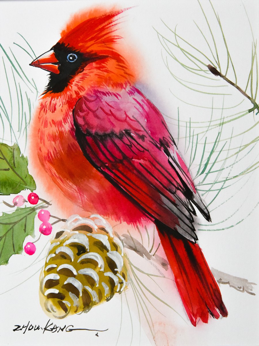 Robin Watercolour Painting on Paper and Framed No.2