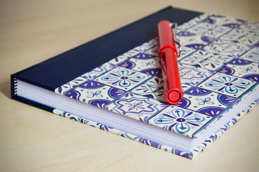 A5 Quarter-bound Hardback Notebook with decorative cover