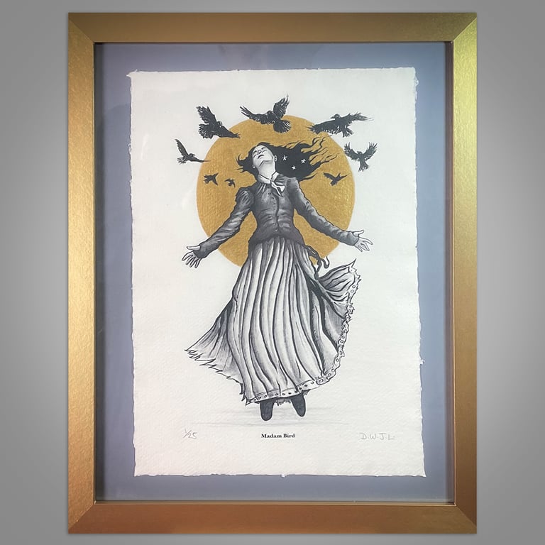 Limited Edition Hand Embellished On Khadi Paper - Madam Bird