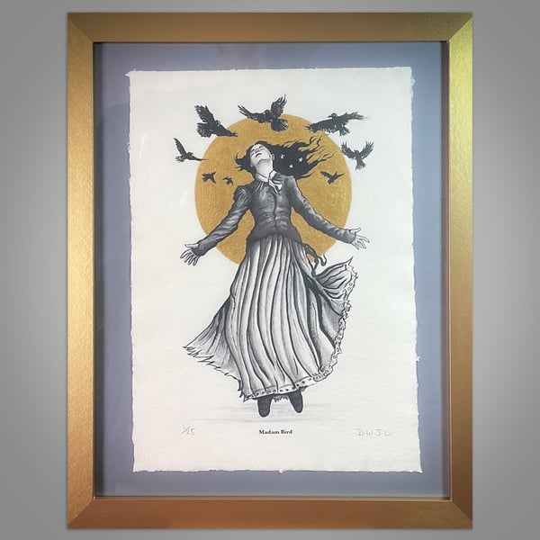 Limited Edition Hand Embellished On Khadi Paper - Madam Bird