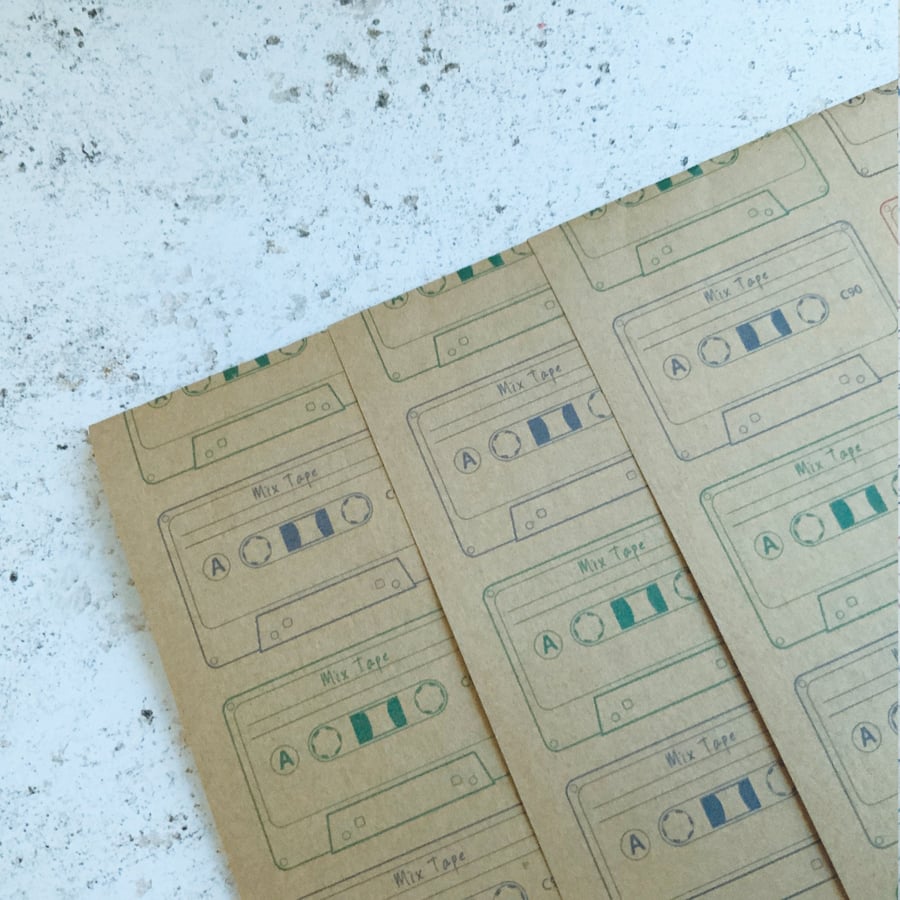 A3 Cassette Tape Wrapping Paper, Recycled gift wrap, Music Lovers Gift