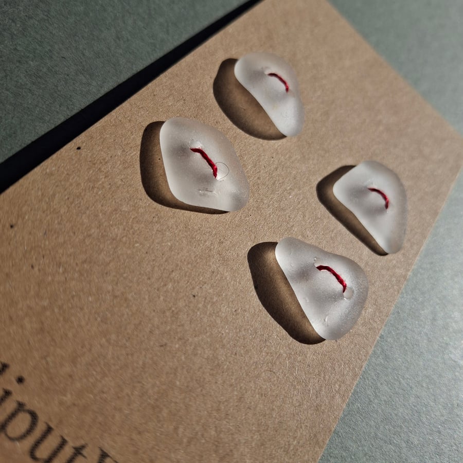 Set of four frosted sea glass buttons