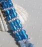 Blue Silver-Foil and Aquamarine Gemstone Crystal Beaded Bracelet - Image 4