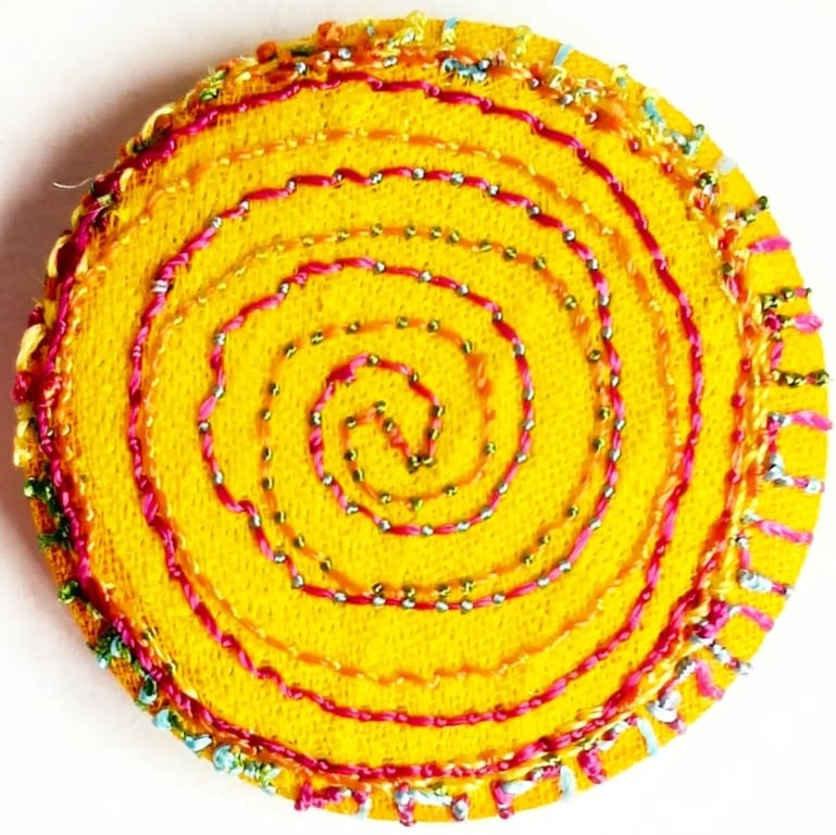 Buttons 1 inch button Hand Dyed Silks and Cottons Free Machine Embroidery Button