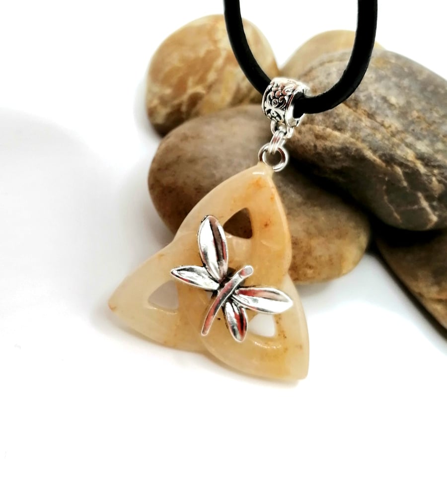 Yellow Aventurine Triquetra Butterfly Necklace