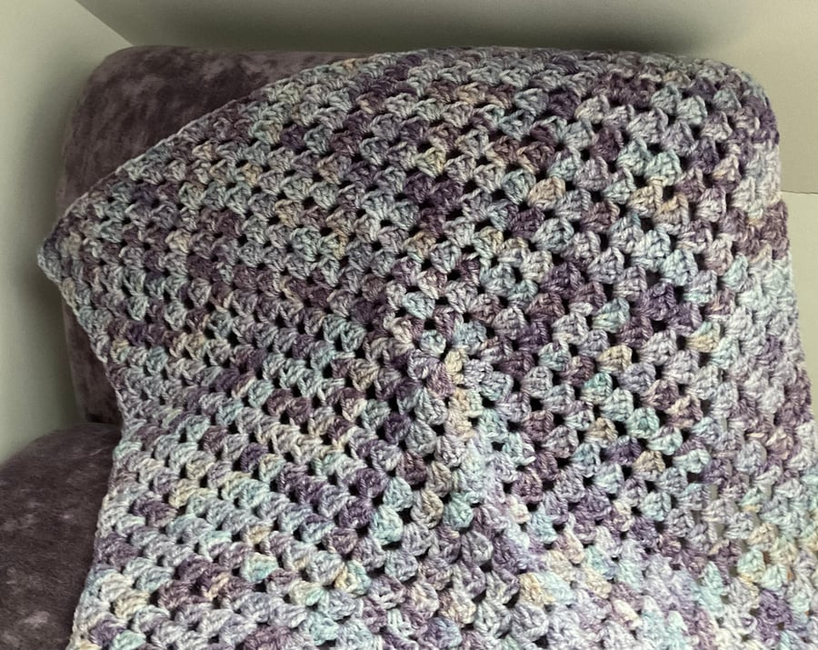Crochet Blanket - Granny Square in Purple & Lilac Tones
