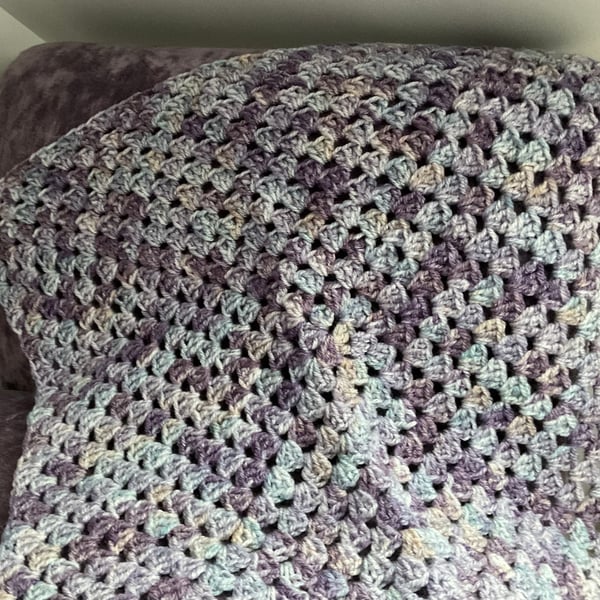 Crochet Blanket - Granny Square in Purple & Lilac Tones