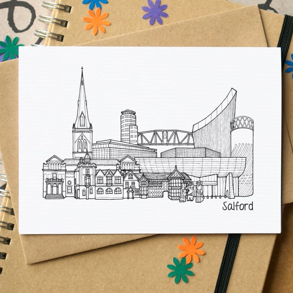 Salford Skyline Greetings Card