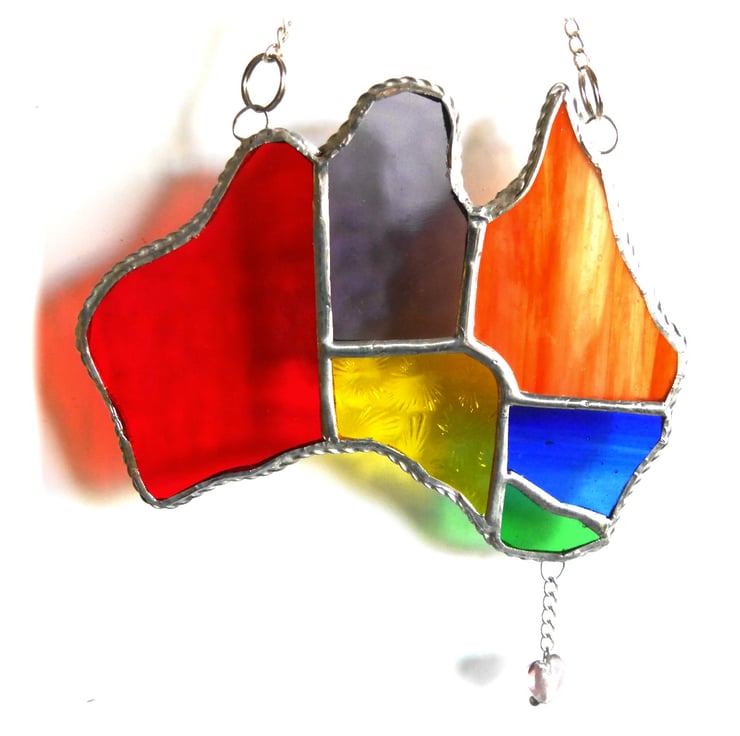 Australia Suncatcher Stained Glass Rainbow Map... Folksy