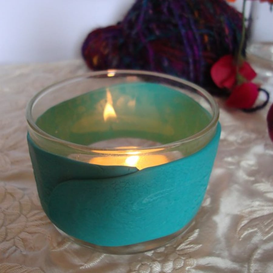 Turquoise tea-light holder