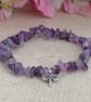 Amethyst chip stretch gemstone bracelet with dragonfly charm - Image 9