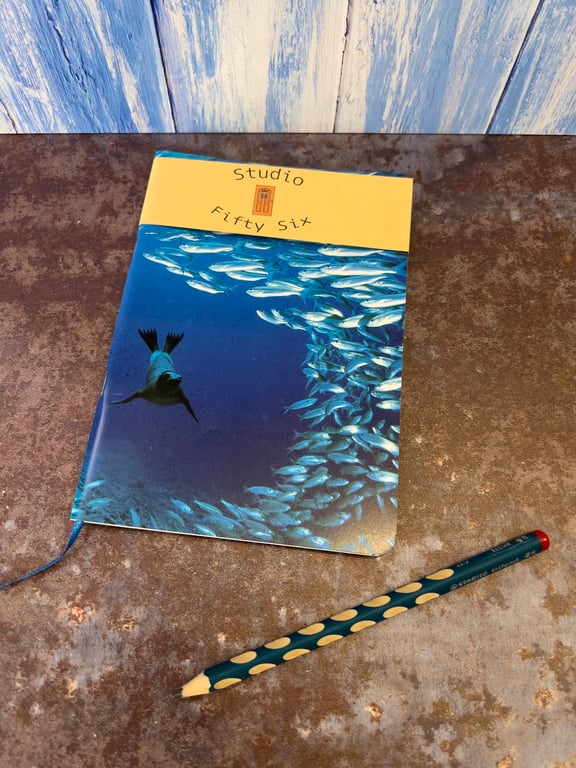 Notebook, Marine themed, A5 (ish), made from up-cycled and recycled materials.