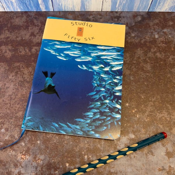 Notebook, Marine themed, A5 (ish), made from up-cycled and recycled materials.