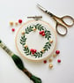 Christmas Wreath Embroidery Kit, Needlepoint Kit, Beginner, Christmas Craft Kit