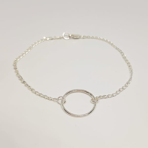 Sterling Silver Karma Stacking Bracelet, Sterling Silver Ring Bracelet, Infinity