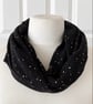 Black with Gold Speckles Infinity Scarf, 100% cotton 