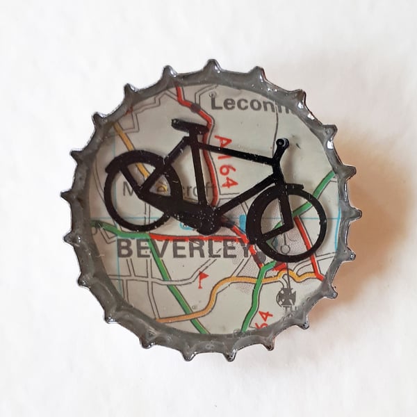People & Places - Mini Worlds Brooch & Map Pouch - Bicycle in Beverley