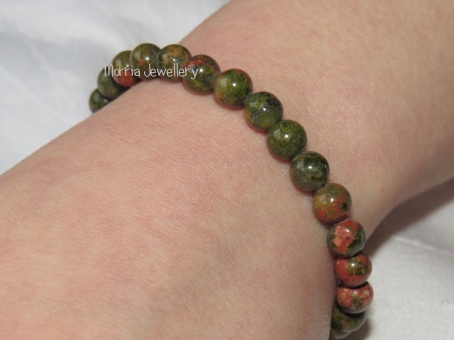 Unakite Bead Bracelet